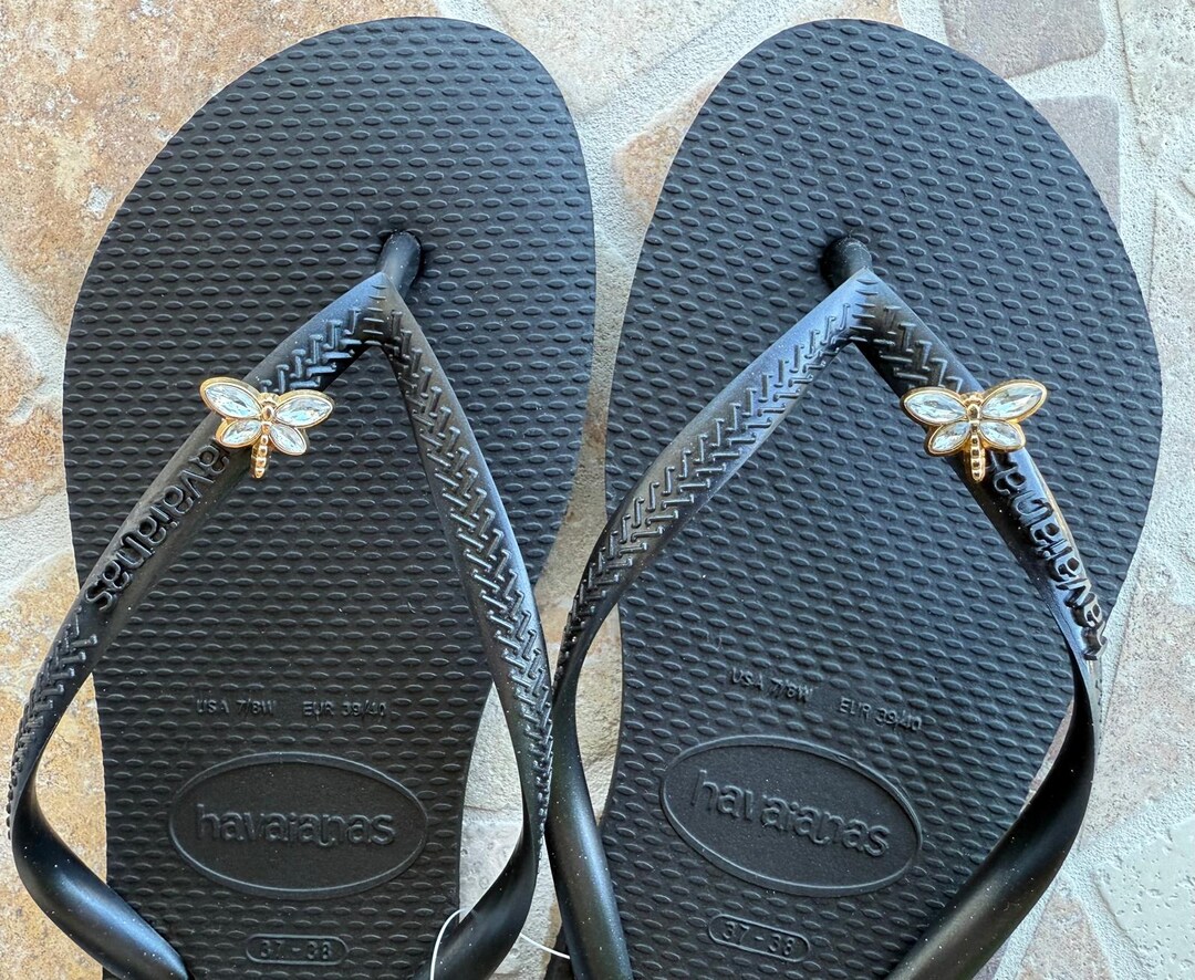 Original HAVAIANAS SLIM Flip Flops With Dragon-fly Personalized Charm ...