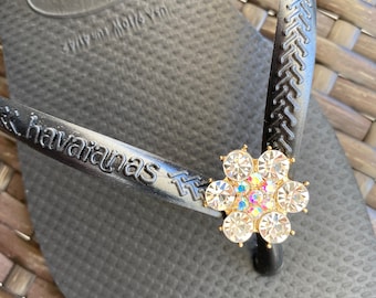 Original HAVAIANAS SLIM Flip Flops with Flower or Crystal and Personalized Charm