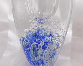 青と透明の泡入りアートガラス香水瓶 # 26450 - Etsy 日本