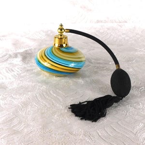 Blue and Tan Swirl Perfume Atomizer # 27374