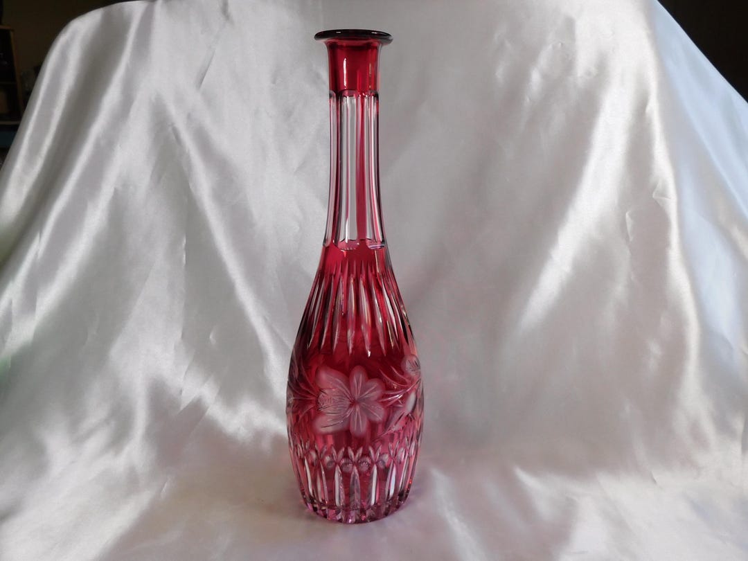 Pink Cut to Clear Glass Bottle Decanter # 23692 - Etsy Ireland