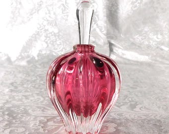 Robert Burch signerad rosa konstglas parfymflaska # 27322