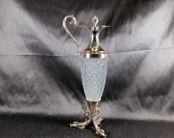 silver 950 銀　デキャンタ　酒器 Tall Glass Wine Decanter With Silver Metal Top # 6316 - Etsy