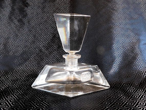 Large Cut Crystal Perfume Bottle Marked Bohemia-chipped # 23458