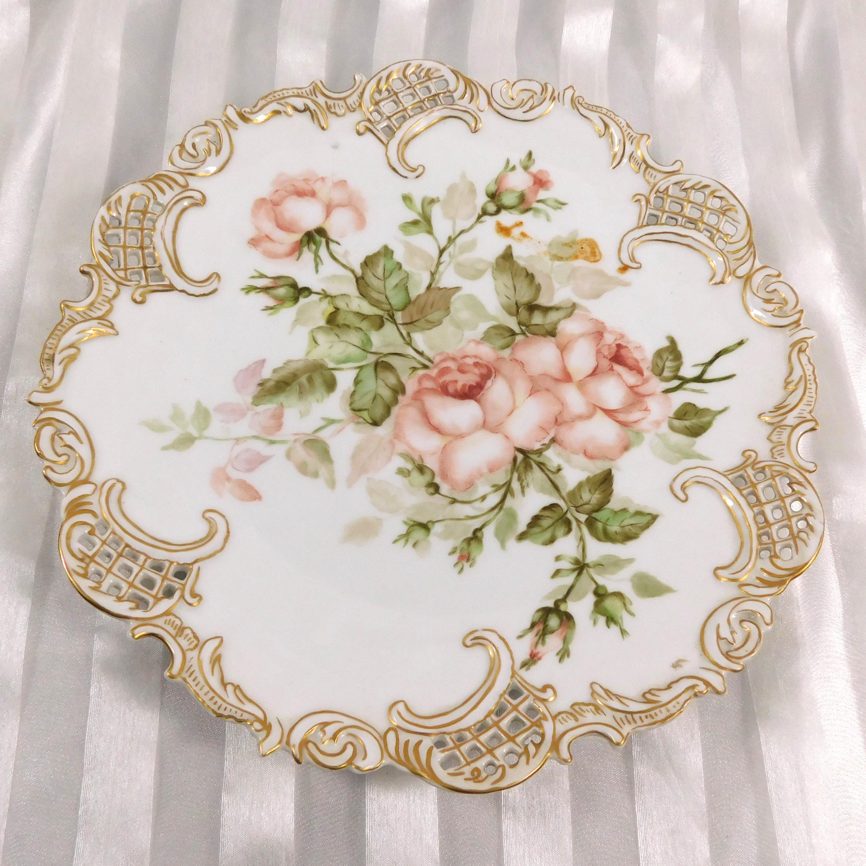 アンティーク　プレート　手描き　金彩　 薔薇　オーストリア Vienna austria plate - Etsy 日本