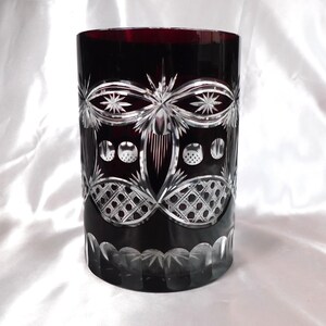 Large Dark Red Cut to Clear Vase # 22661