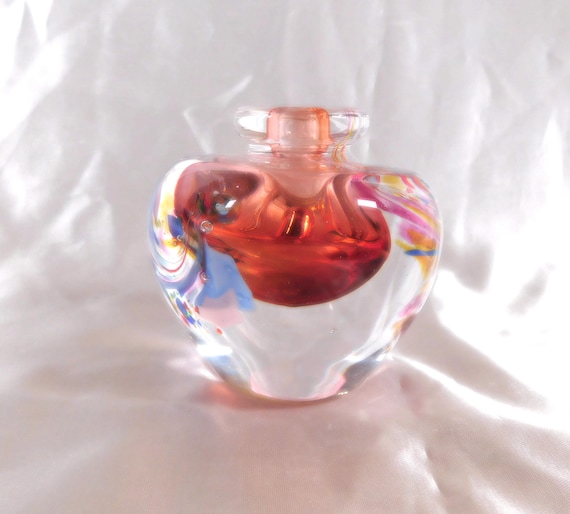 Peach Signed Art Glass Perfume Bottle With No Stopper 25873