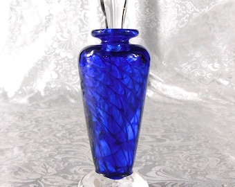 Blue Lined Art Glass Perfume Bottle # 27320