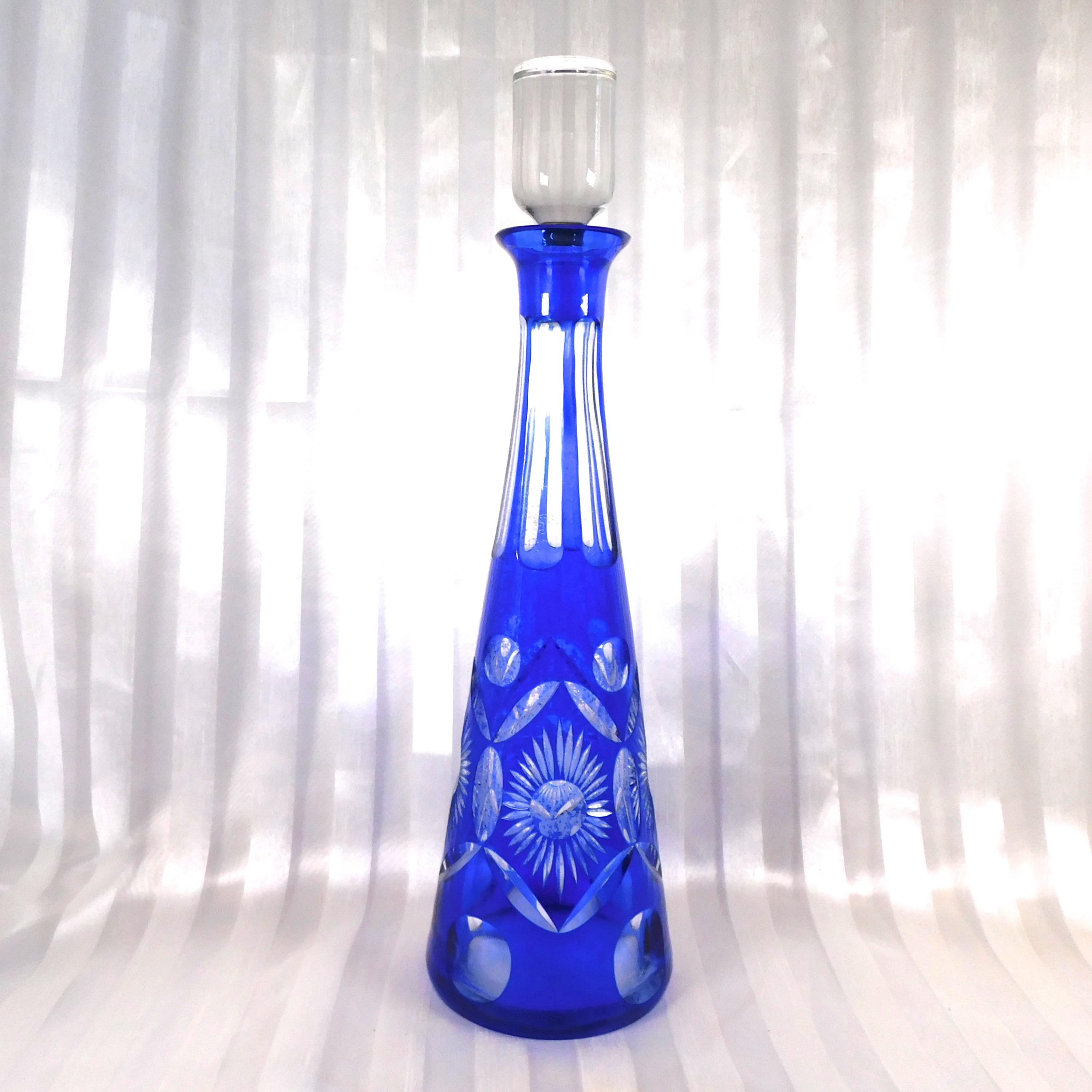ブルーカットクリアコーン型デキャンタ # 22691 - Etsy 日本