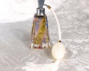 Frasco de perfume atomizador amarelo e roxo nº 27484