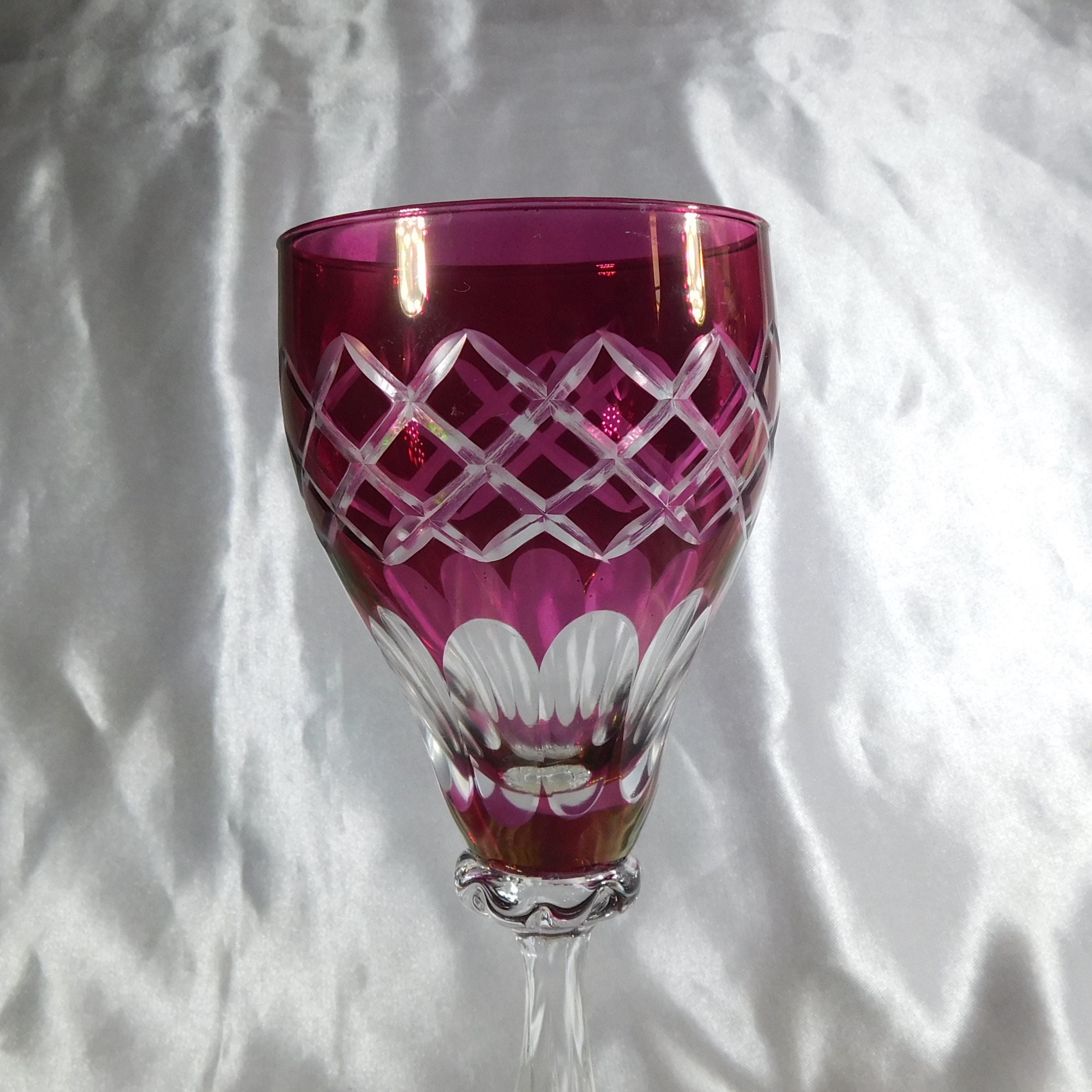 ピンクカットワイングラス2個セット # 21465 - Etsy 日本