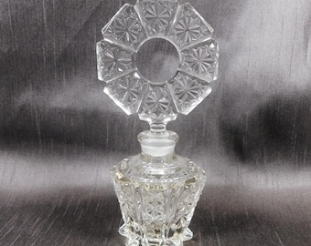 丸型脚付きカットガラス香水瓶（オープンストッパー付き）#25964