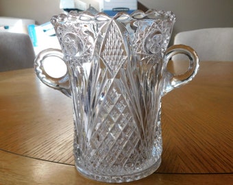 Small Clear Pressed Glass Two Handled Pitcher # 20252