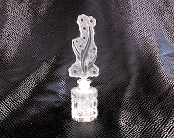 Round Glass Perfume Bottle with Flower Shaped Stopper # 23509