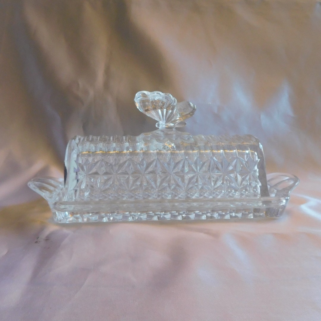 Crystal Butter Dish With Butterfly Handle 21839 Etsy