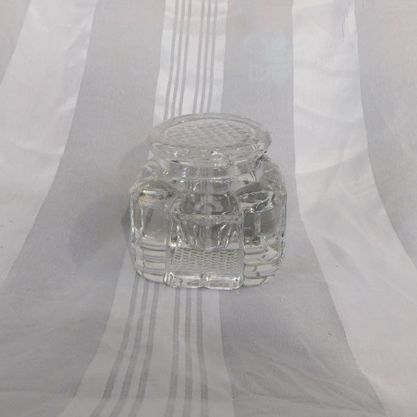 Cut Crystal Inkwell with Matching Glass Lid # 20891