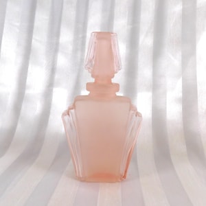 Pink Frosted Perfume Bottle with Matching Stopper # 26058