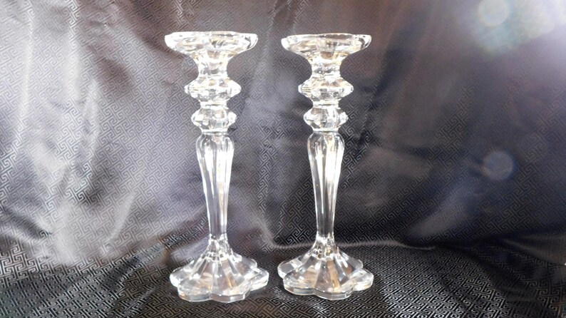 Pair of Large Crystal Candle Holders # 25659