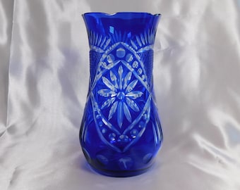 ブルーカットクリア花瓶 # 22201 - Etsy 日本