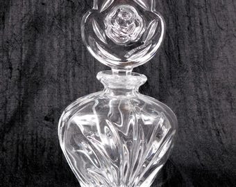 Clear Crystal Bohemia Perfume Bottle with Flower Shaped Stopper # 27201