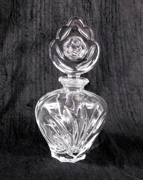 Clear Crystal Bohemia Perfume Bottle with Flower Shaped Stopper # 27201