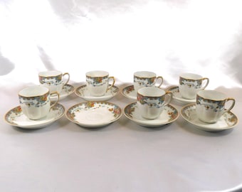 Lote de siete tazas de té Haviland Demitasse con estampado Paisley # 25854