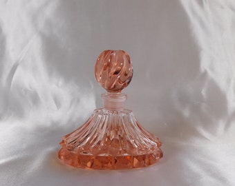 Peach Glass Perfume Bottle with Matching Stopper # 23065