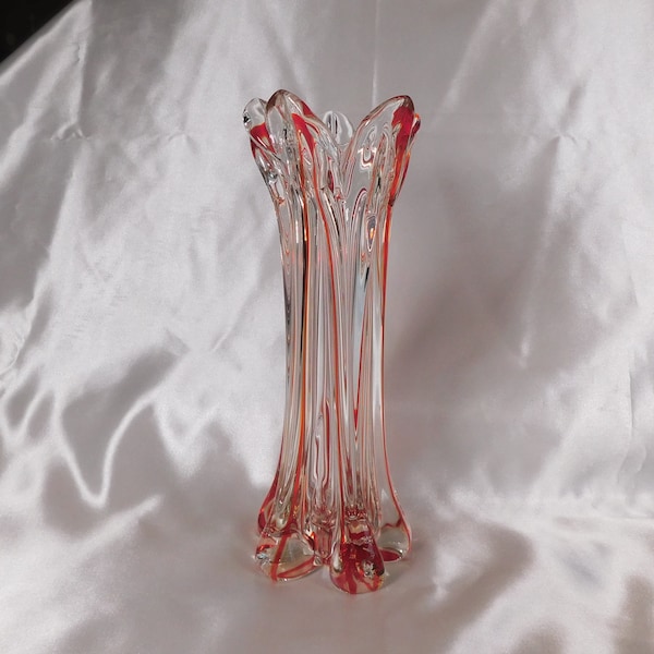 Red Trimmed Art Glass Vase # 22467