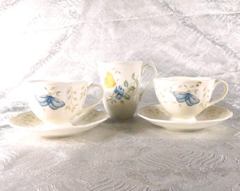 Juego de dos tazas de té Lenox en diseño Butterfly Meadow # 27384