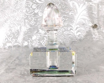 Small Cut Crystal Perfume Bottle with Color Changing Plate # 27275