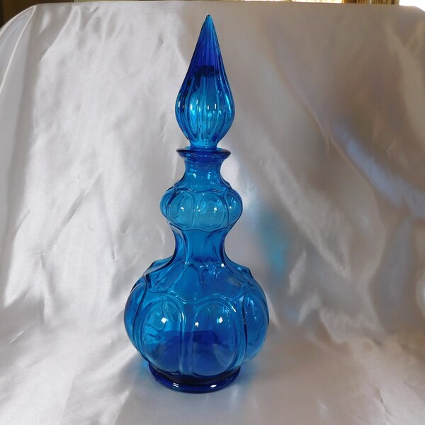 Blue Glass Decanter with Matching Stopper # 23232