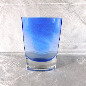 Slender Blue Art Glass Vase by LSA Poland # 27674