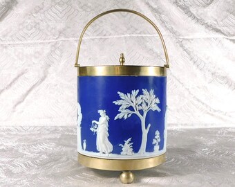 Secchiello per il ghiaccio Wedgwood in jasperware blu con coperchio n. 27783