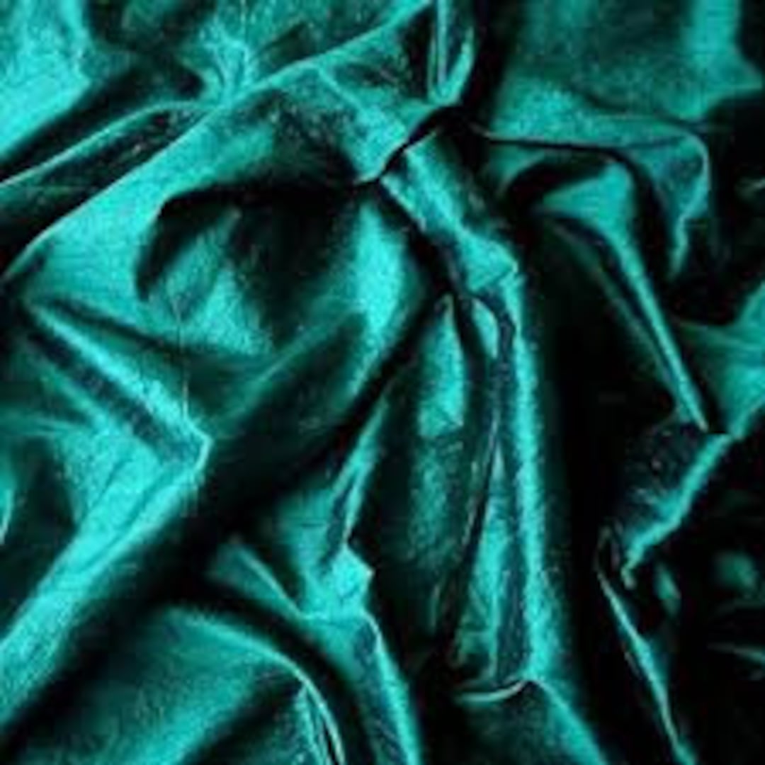 Peacock Green Silk, Silk Fabric by the Meter, Teal Green Silk, Bridal