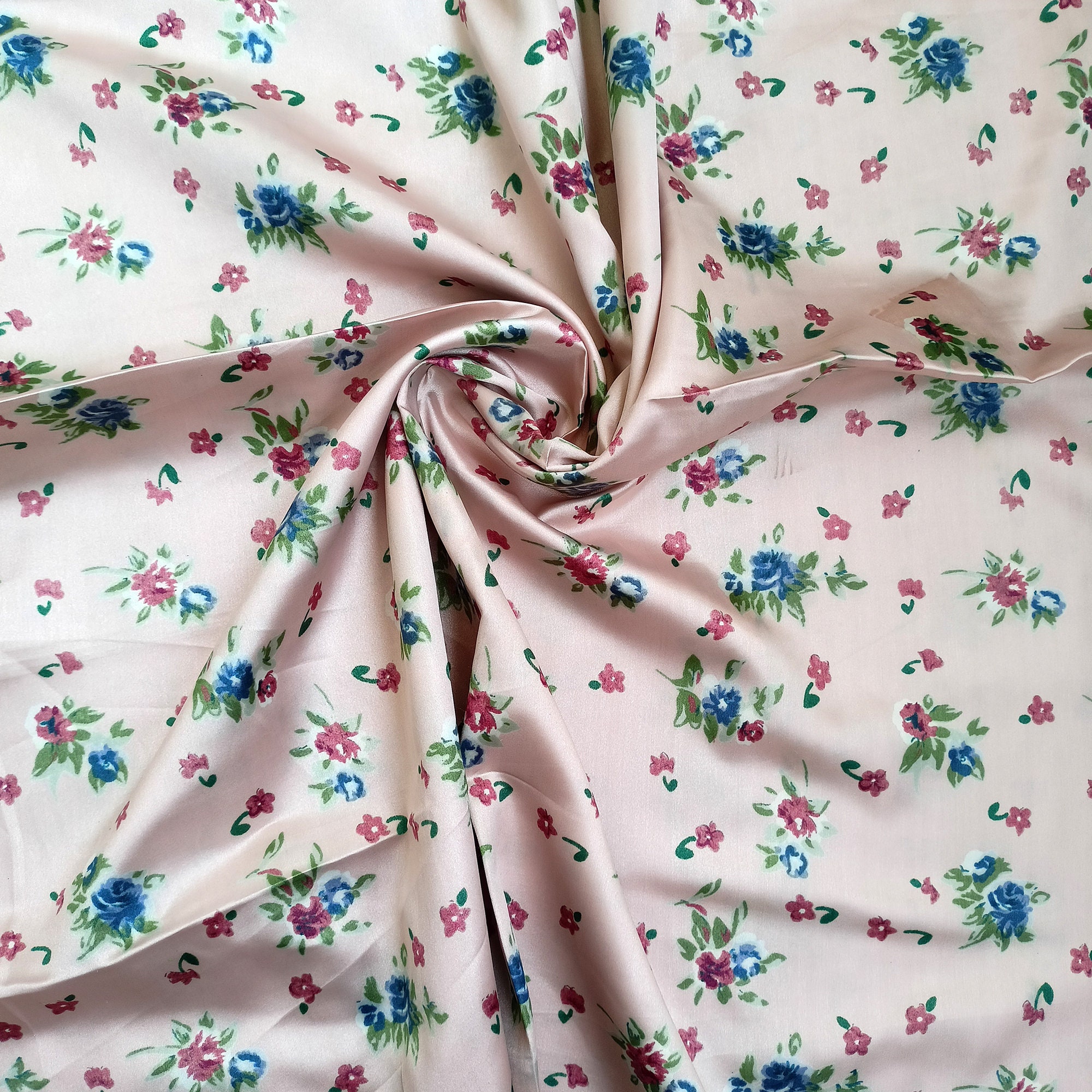 Silk Floral Fabric, Silk Fabric, Floral Print Fabric on Beige, Roses