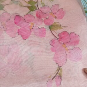 White organza fabric by the yard-watercolor look roses printed organza  fabric