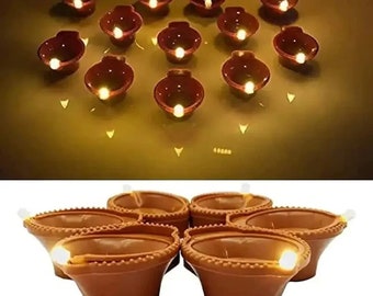 Diyas com sensor de água LED, pacote com 12/24 unidades, diya mágico de água reutilizável e ecológico.