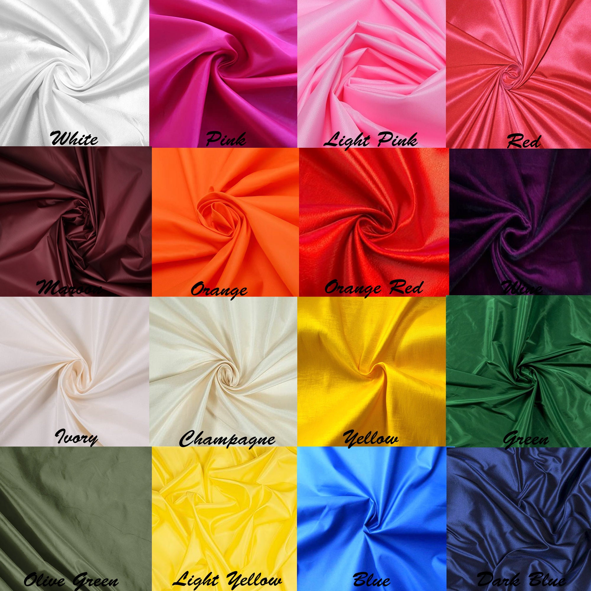16 Colour Taffeta Fabric, Taffeta Fabric by the Yard, Taffeta Fabric ...