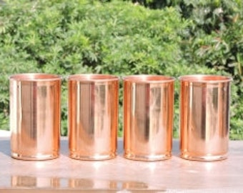 100% Pure Copper Mugs, Copper Glass Tumblers 250ml, High Quality Copper Water Glasses Handmade India Ayurveda Yoga minimalist Healthy