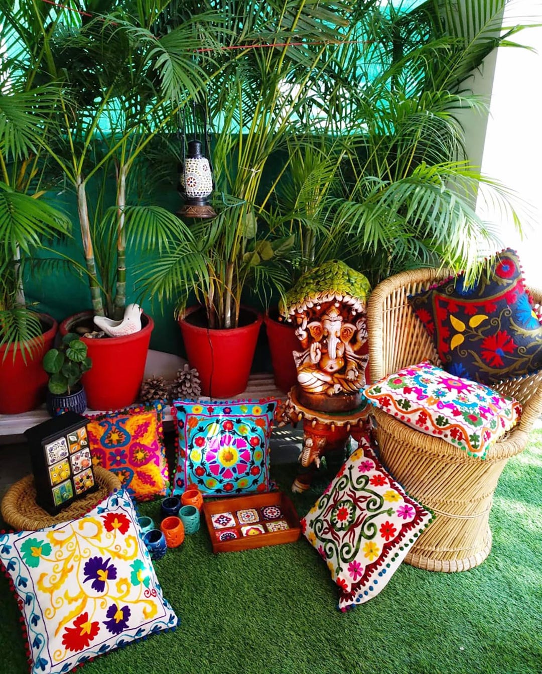 Traditional Jaipur Suzani Pillows, Embroidered Cushion