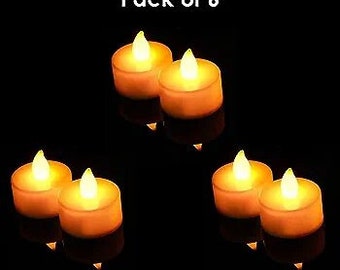 Teelicht Mini LED Kunststoffkerzen mit hellem Licht, flammenlose & rauchfreie Dekokerze aus Acryl für Weihnachten (2 cm, 6 Stück, gelb)