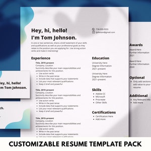 Canva Resume Template Pack, Modern Creative Bold Simple CV Downloadable Template, 2 Page Resume Template, Clean Cover Letter References