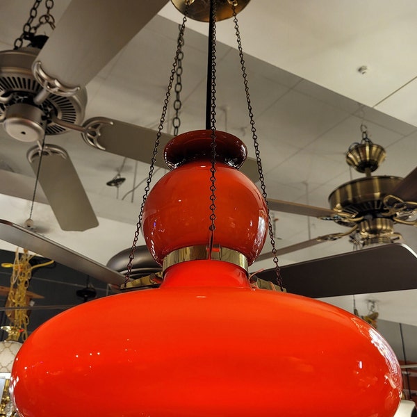 Vintage Mid Century Red Glass Pendant