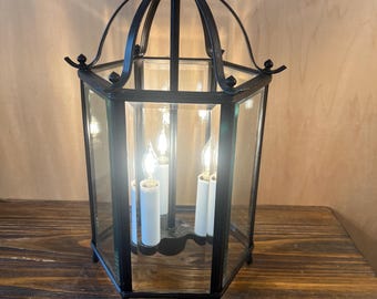 Lámpara colgante de vestíbulo de bronce italiano vintage de 3 luces, Progress Lighting