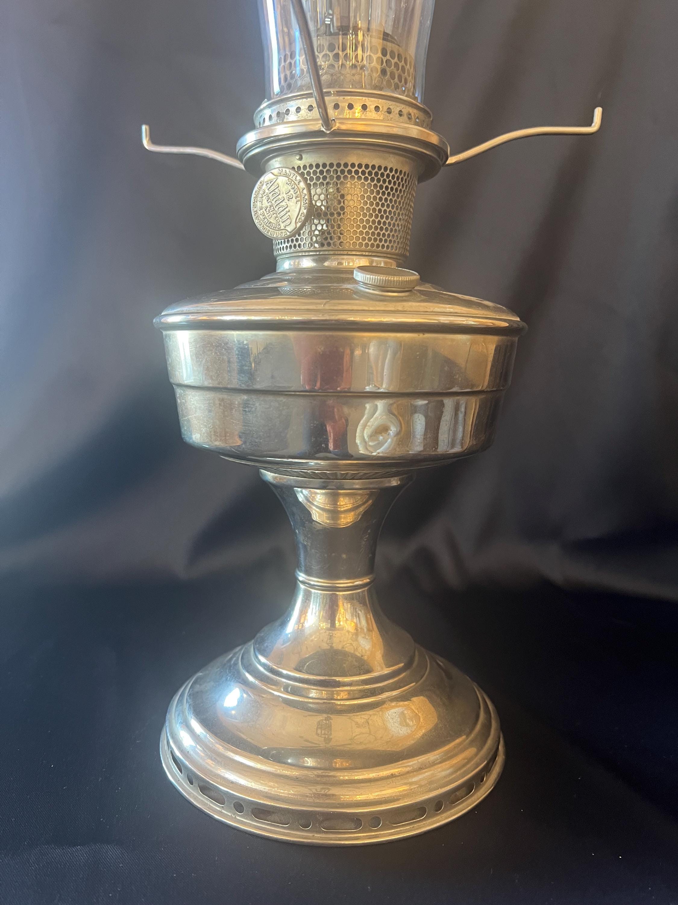 Aladdin Model No.12 Nickel Plated Brass, Oil Kerosene Mantle Lamp