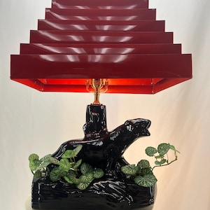 1960's Black Panther TV Lamp With Red Venetian Blind, Accordion