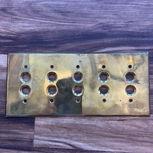 RARE 5 Gang Push Button Light Switch Cover Plate