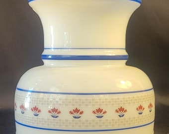 Vintage 1970's Country Blue Glass Student Shade with Tulips