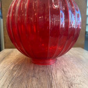 Vintage Red Glass Globe, Swag Lamp Glass, 10&quot; Dia. 4&quot; Fitter
