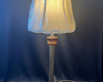 Solid Jade & Brass Candlestick Table Lamp